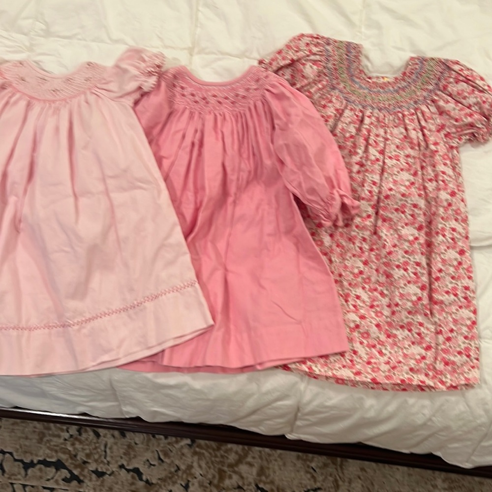 COPY - THREE size 2/2T smocked dresses. Shrimp&Grits, Vive le fete, and Rosalin…